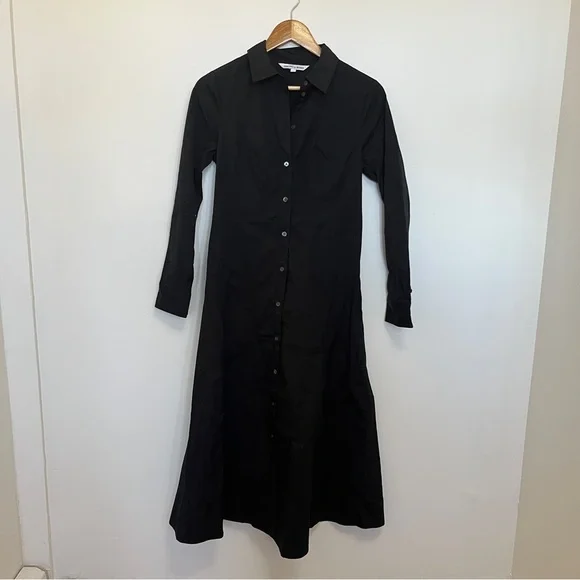 Veronica Beard Goldie Midi Shirtdress in Black Size 4 NWOT - Picture 4 of 8